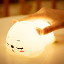Silicone LED Night Light Cartoon Bear Touch Pat Remote Control Color Lamp