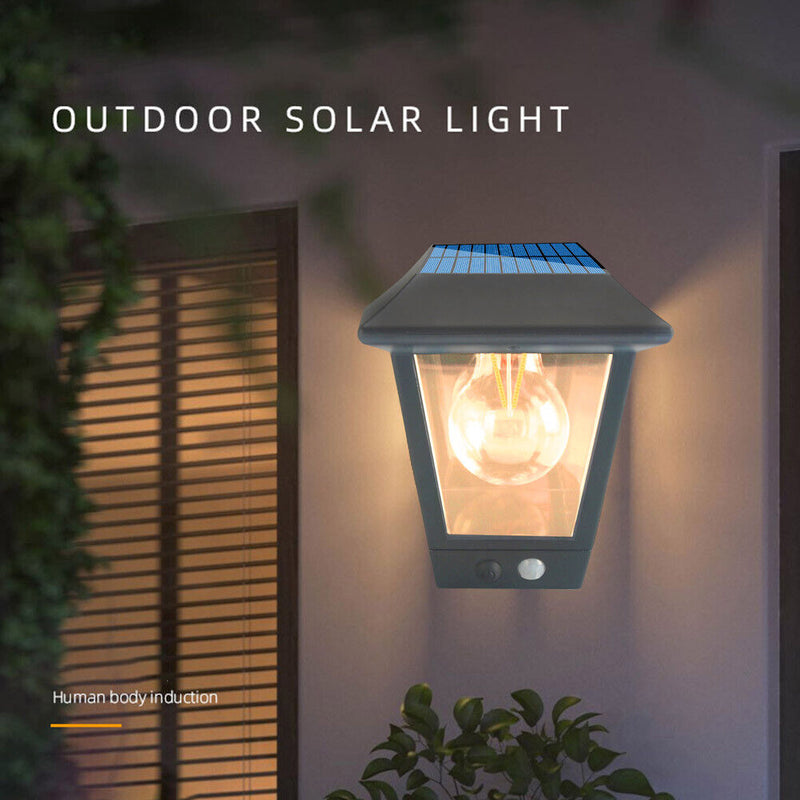 Retro Solar Light Outdoor Motion Sensor Street Garden Wall Lamp (Square) Newly