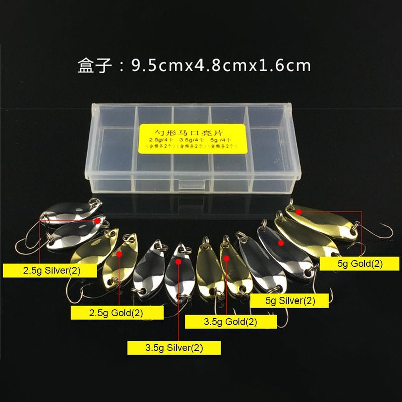 Durable trout Spoon Spinner Fishing metal Lures Crank Bait Feather Treble Hook