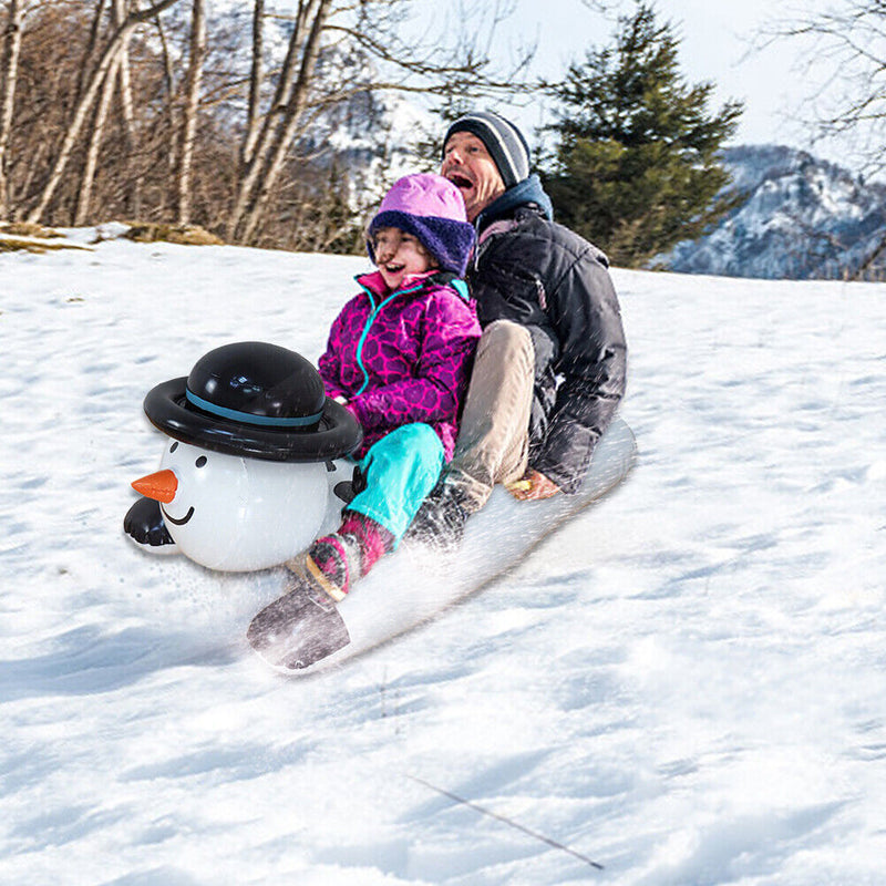 Cartoon PVC Inflatable Skiing Circle with Handle Kids Winter Snow Playing Sled