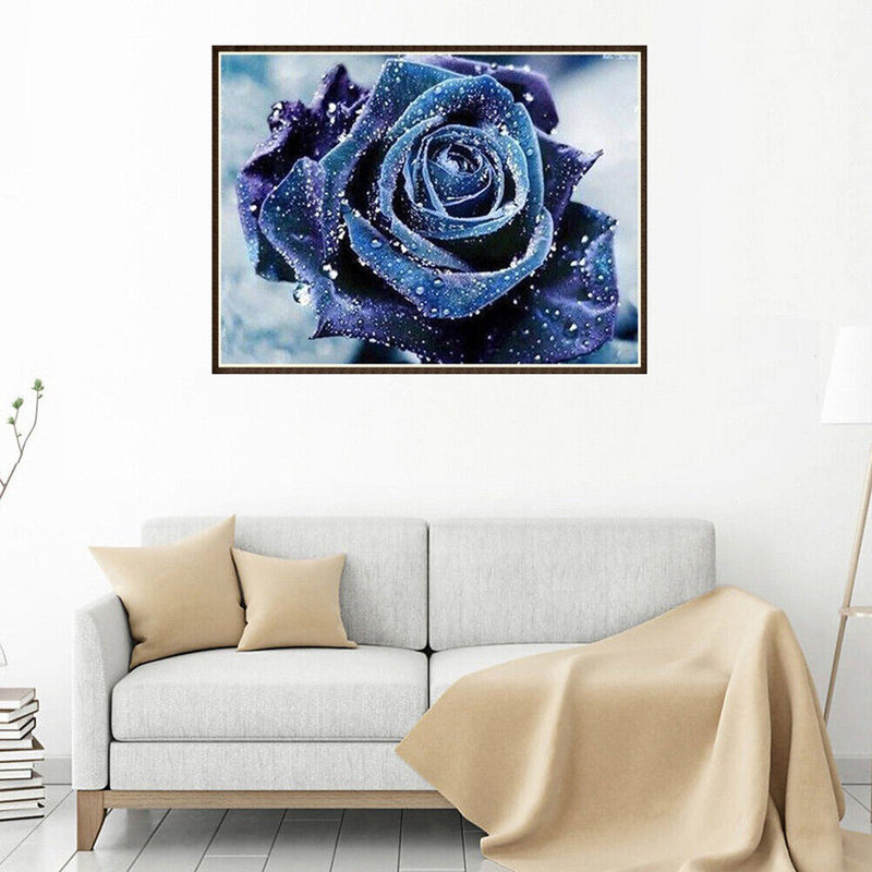 Blue Rose Diamond Painting Embroidery 5D DIY Cross Stitch Home Decor Gift Newly