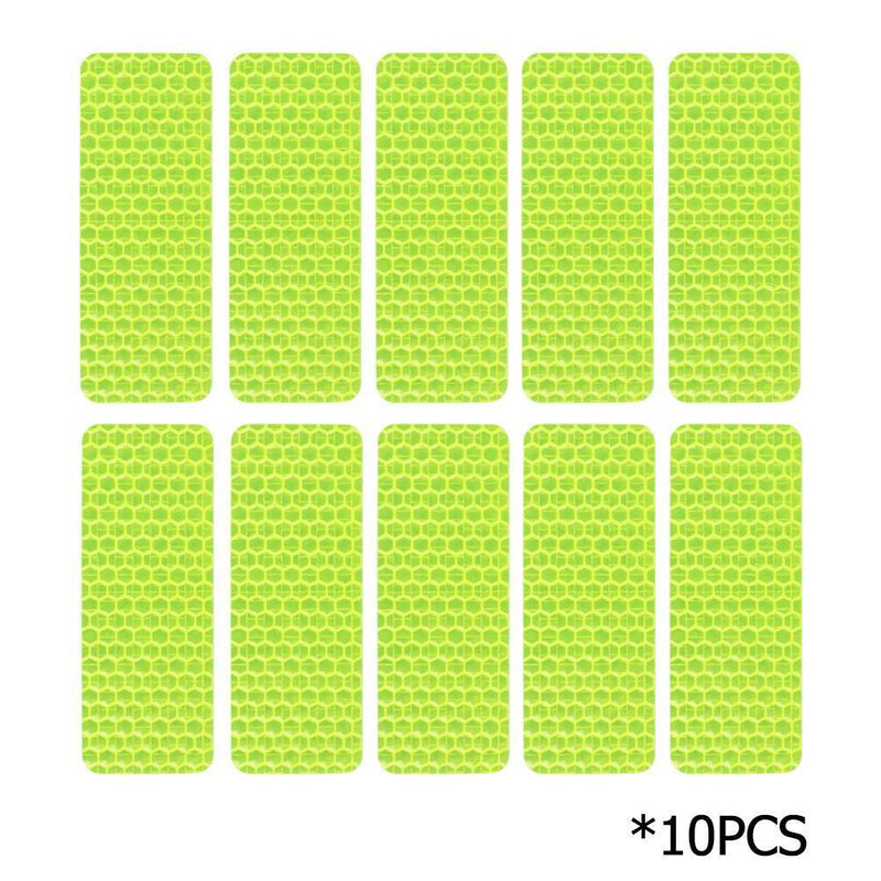 10pcs Car Reflective Stickers Warning Strip Safety Tapes (Rectangle)(Green)