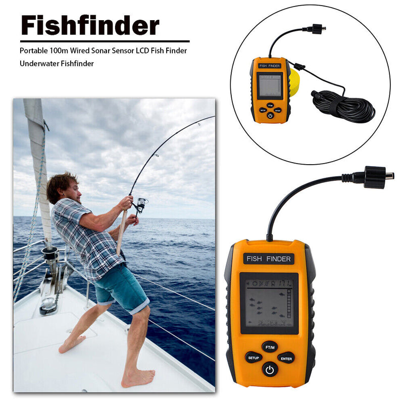 Portable 100m Wired Sonar Sensor LCD Fish Finder Underwater Fishfinder Newly