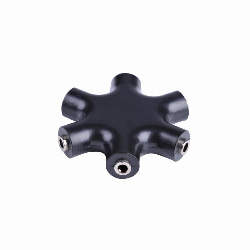 3.5mm Earphone Headphone Audio Splitter 1 Male to 5 Female Adapter (Black) Newly