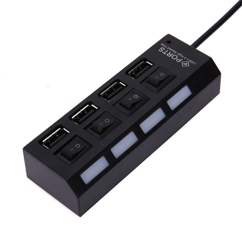 High-Speed 4-Port USB 2.0 Hub Splitter USB Charging Cable Dock Station Fast Charging