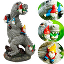 Outdoor Gnomes Statue Yard Sculpture Garden Statue Dinosaur Eating Gnomes