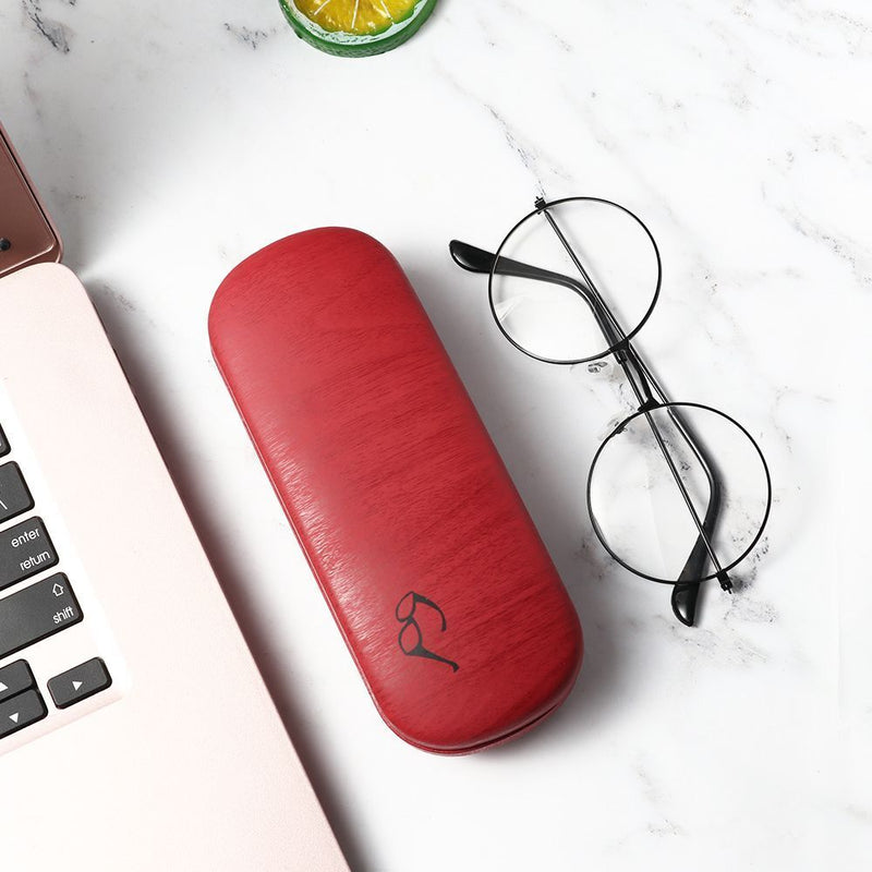 Wood Grain Eyeglass Box Hard Kit Holder Spectacle Case Reading Glasses Case
