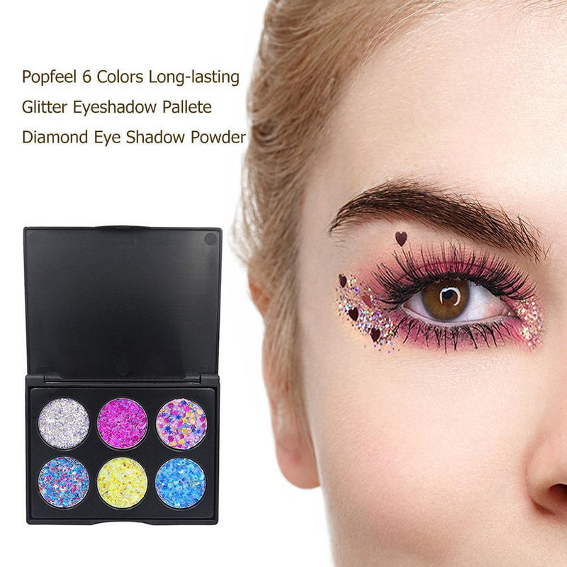 Popfeel 6 Colors Long-lasting Glitter Eyeshadow Pallete Eye Shadow (EK06)