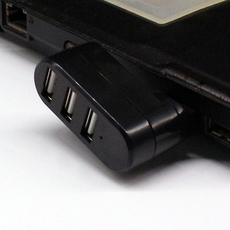 USB3.0 Hub Adapter Rotate High Speed U Disk Reader Splitter 3-Port (Black)