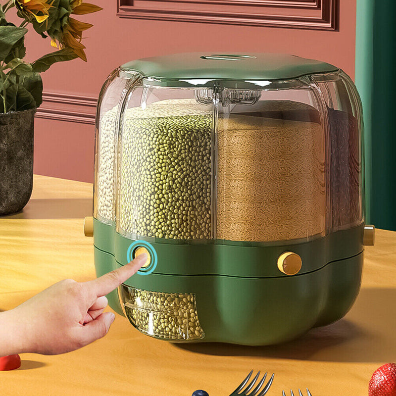 Household Grain Food Storage Container 360 Degrees Rotary Sealed Rice Bucket