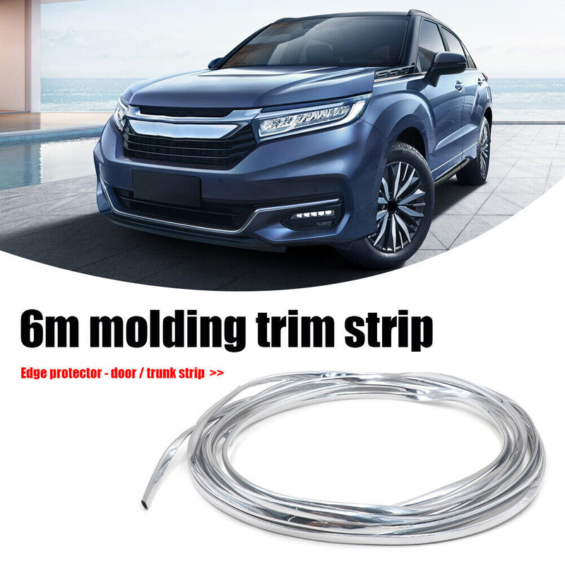 6m Car Chrome Moulding Trim Strip Tape Auto Door Edge Guard Cover Strips