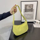 Fashion Women Corduroy Shoulder Underarm Bag Solid Color Handbags (Green)