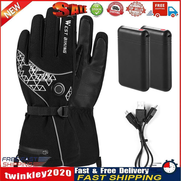 WEST BIKING Electric Heated Gloves USB Rechargeable Anti-Cold Gloves (L) Newly