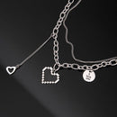 Gifts Heart Choker Double Layer Necklace Mosaic Love Pandent Clavicle Chain