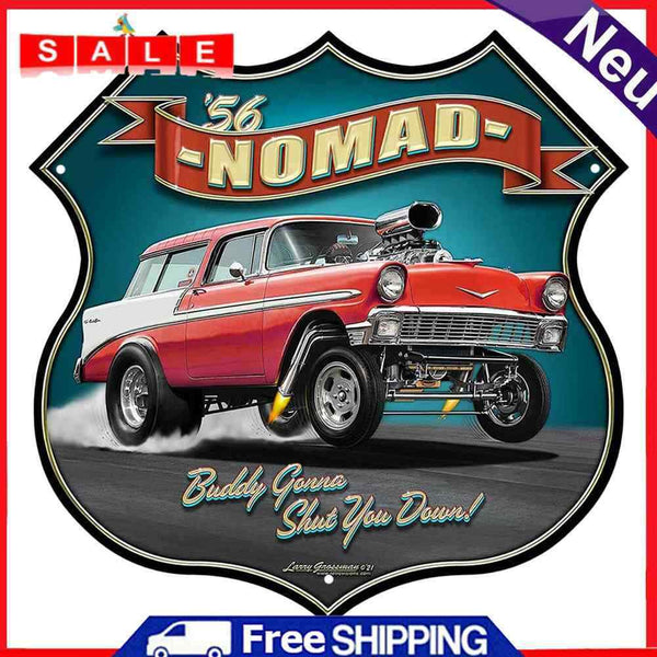Nomad Car Shield Shape Metal Tin Sign Plate for Bar Pub Club Wall Home Decor