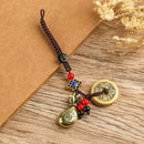 Emperors Coins Lucky Wealth Pendant Brass Keyring Chinese Money Bag Keychain