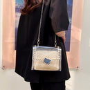 Summer Fashion Straw Shoulder Bag Rivet Chain Purse Tote PVC Women Crossbody Bag
