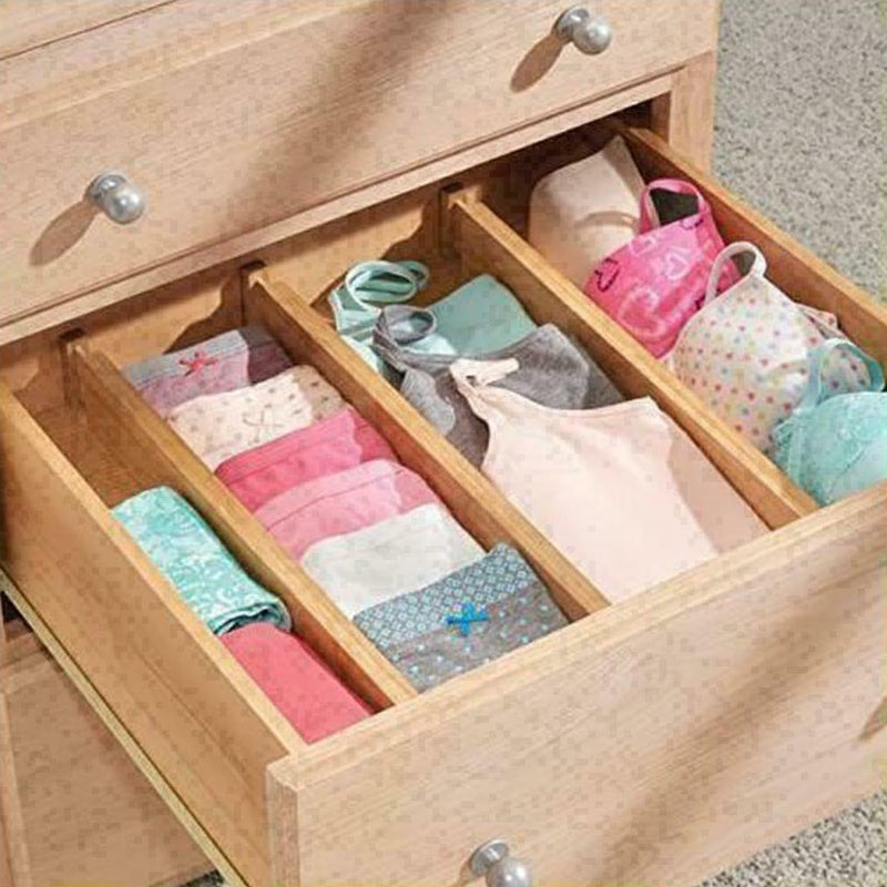 Kitchen Drawer Organizer Adjustable Divider Tray Storage Closet Z4B7 Bamboo X5H0