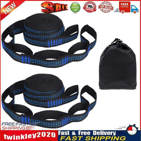 2pcs Reinforced Polyester Hammock Straps Kit Hammocks Hanging Rope (Blue) Newly