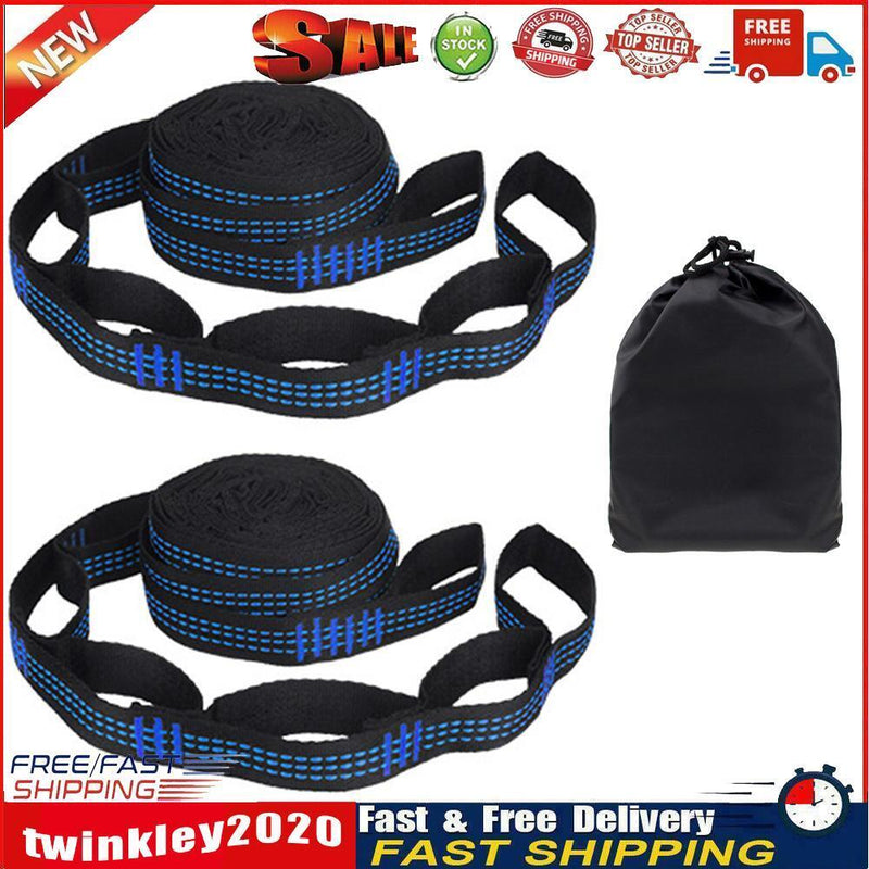 2pcs Reinforced Polyester Hammock Straps Kit Hammocks Hanging Rope (Blue) Newly