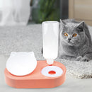 2 in 1 Pet Cat Feeder Bowl Automatic Drinking Water Dog Bowl (Orange Pink) Newly