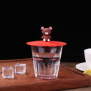 Transparent Red Cherry Silicone Cup Cover Heat-resistant Reuse Lid (Bear)