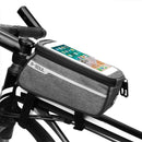 Waterproof Bicycle Front Tube Bag 6in Phone Touch Screen Saddle Bag (Grey) Newly