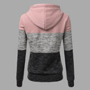 Stitching Women Long Sleeve Hit Color Autumn Leisure Hoodies (Pink 2XL)