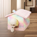 Pet House Soft Plush Warm Kennel Small Dog Cat Cave Nest Bed (Starry Sky M)