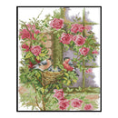14CT Partial Cross Stitch Flower Birds Counted DIY Cotton Thread Needlework Gift