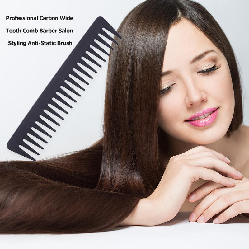 Pro Wide Tooth Carbon Comb Barber Hairdressing Cutting Styling Anti-Static