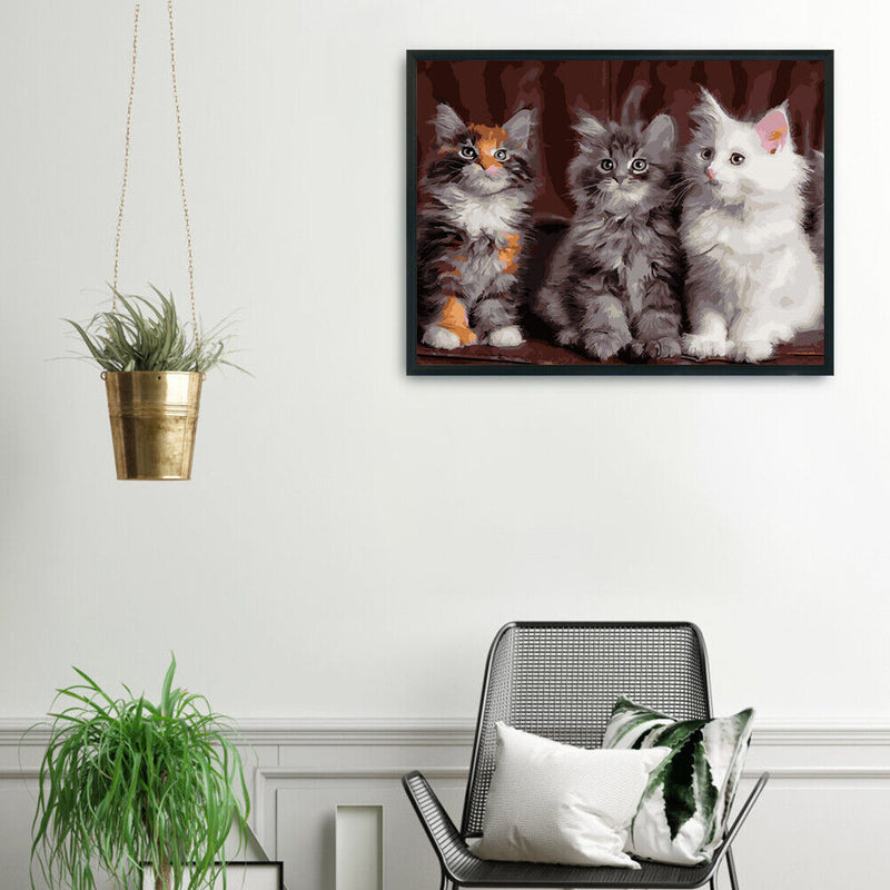 DIY Digital Painting By Numbers Cat Canvas Picture Modern Home Living Room Decor