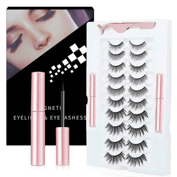 10 Pairs Eyelashes Tweezer Long Lashes Set Waterproof Popular Eyeliner I3V0