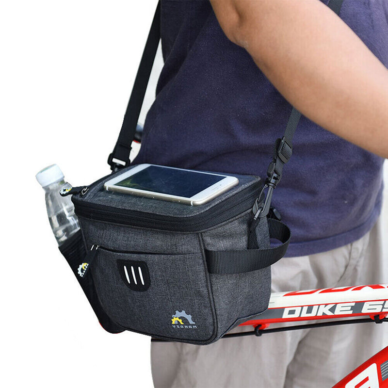 Bicycle Riding Front Frame Handlebar Bag Bike Touch Screen Phone Drink Holder