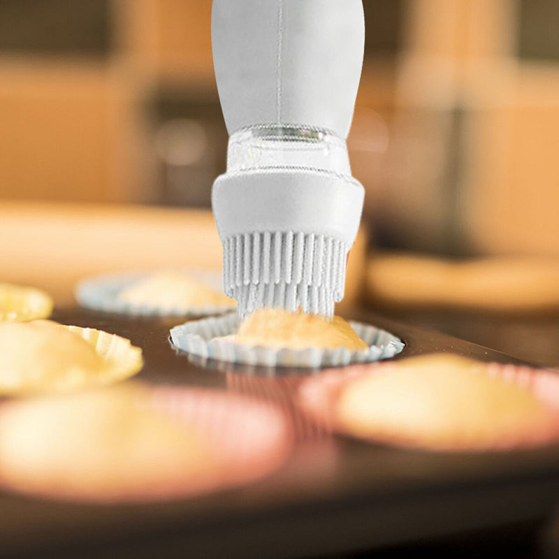 Oil Dispenser Bottle with Brush - Oil Storage and Silicone Brush (White)