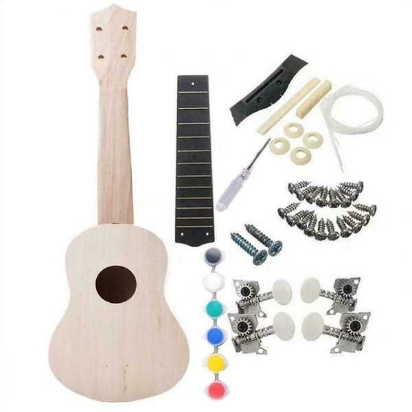 1 Set Ukulele Handmade Assembling Wooden Musical Instrument Material NICE H7V4