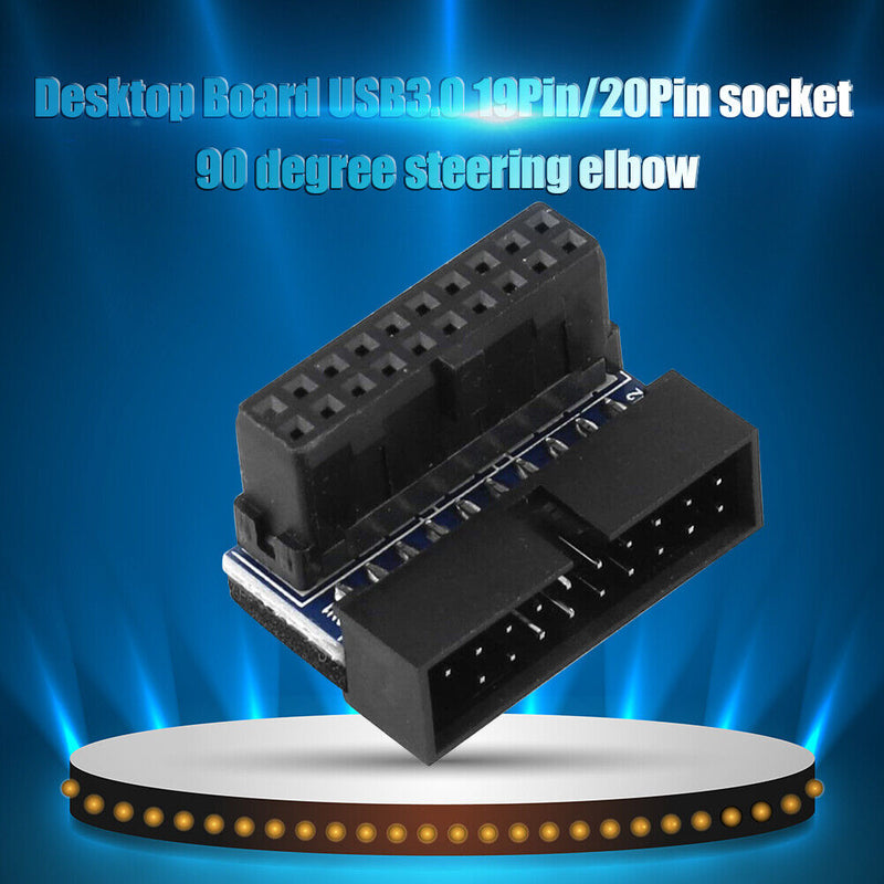 USB 3.0 20 Pin Male to Female Extension Adapter for Motherboard (Up Angled)