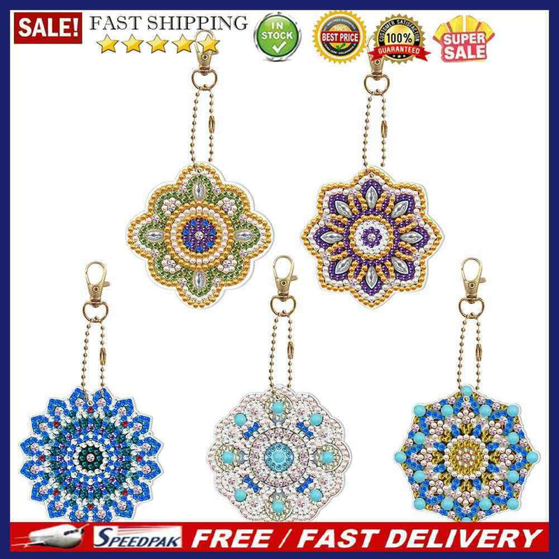10pcs DIY Acrylic Full Special Drill Diamond Datura Keychain Kits