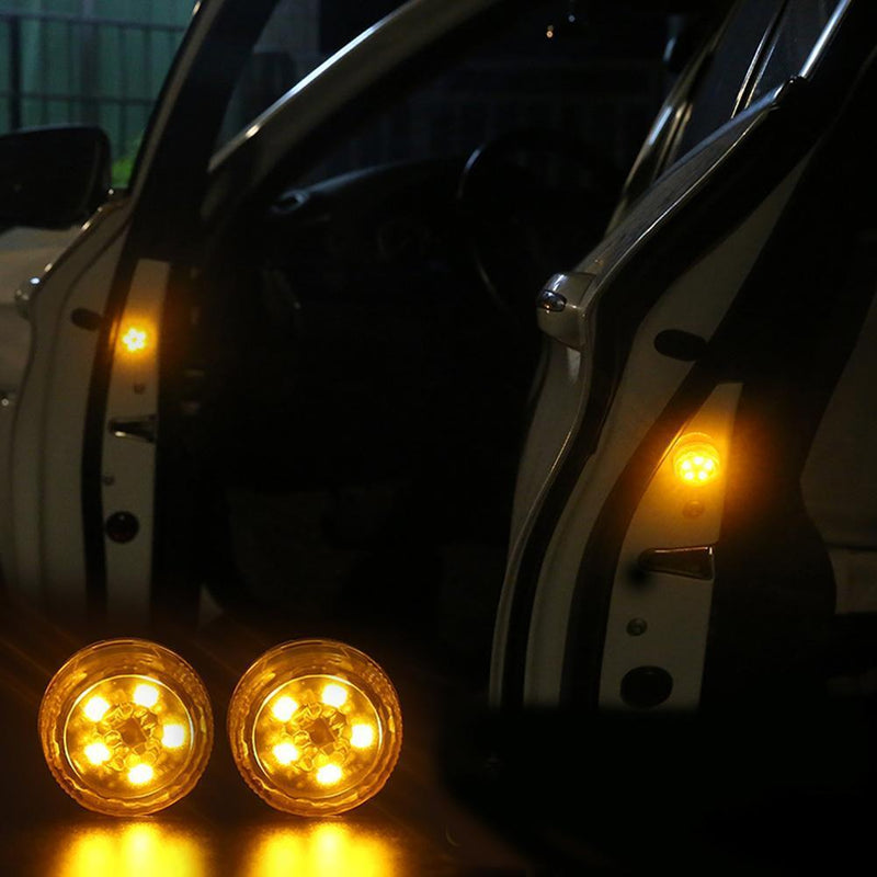 2pcs LED Car Door Warning Lights Anti Rear-end Collision Lamps (Yellow 5LED
