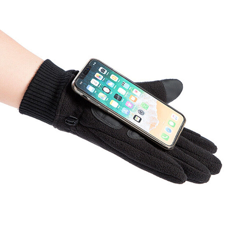 Warm Fleece Touch Screen Outdoor Cycling Windproof Gloves for Men (Black) Newly
