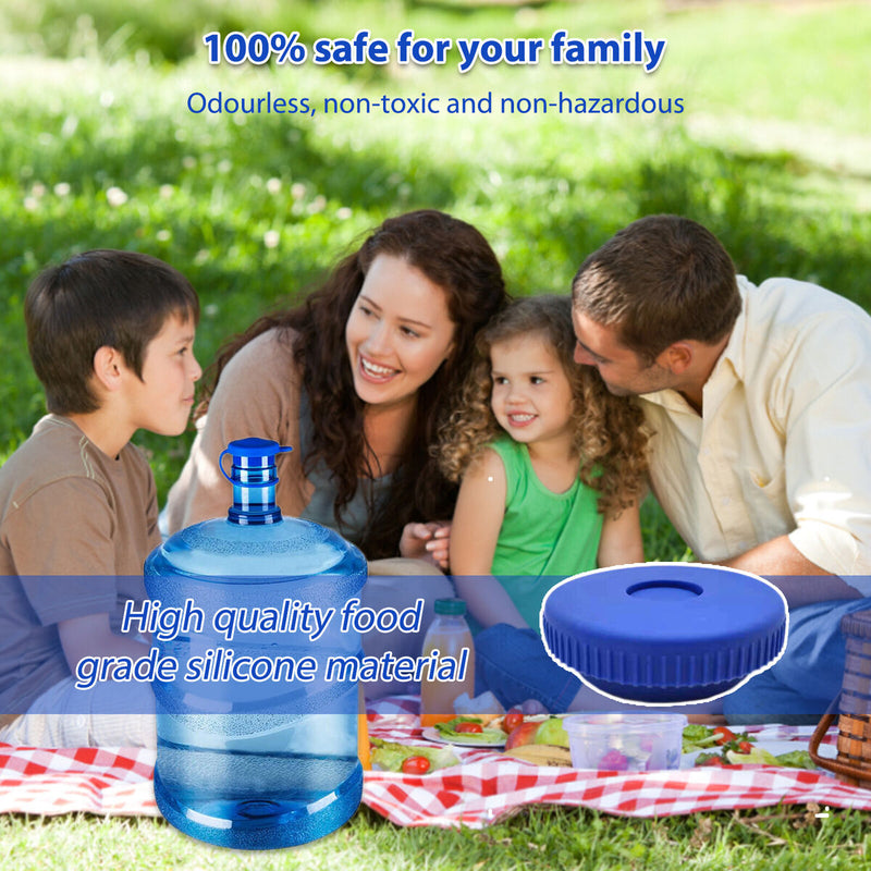 Water Jug Cap - Reusable Bottle Caps No-Spill Jug Lid for 55mm Bottles (Pack 5)