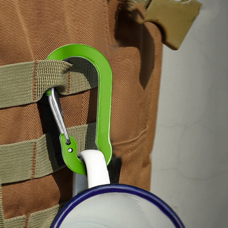 #A 6pcs Outdoor Camping Carabiner Clips Hiking Mountaineering Buckle Gadgets