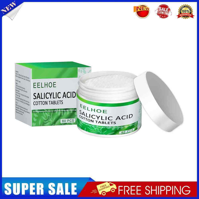 60pcs Salicylic Acid Cotton Sheet for Acne Shrinking Blackheads Skin Care