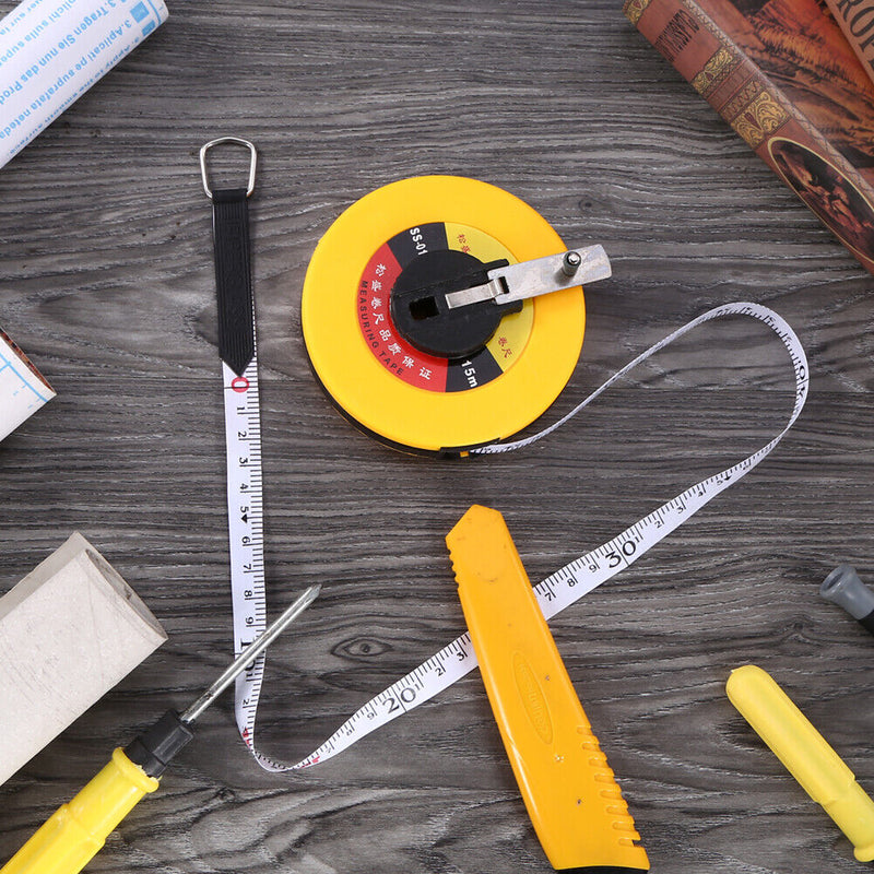 Fiberglass Tape Measure Building Surveying Distance Measuring Meter (15m) Newly