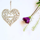 Love Heart Hollow Wood Plaque Pendant Mothers Day Hanging Decor (JM01288)