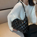 Women Quilted Rhombic Pattern Shoulder Bag Leather Female Solid Clutch Handbag