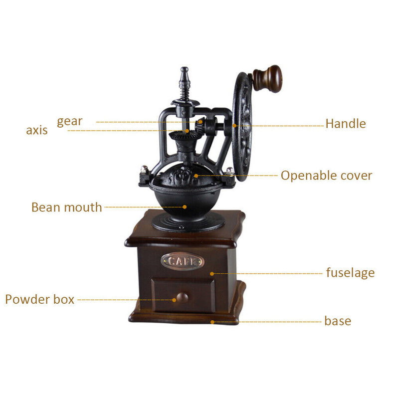 Retro Manual Coffee Grinder Hand Handmade Adjustable Coffee Bean Grind Mill
