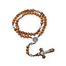 Christian Rosary Necklace Cross Pendant Cross Necklace Wood Beads Necklace
