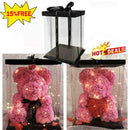 Transparent Packing Box Rose Bear Artificial Flowers For Valentine Gifts hot.