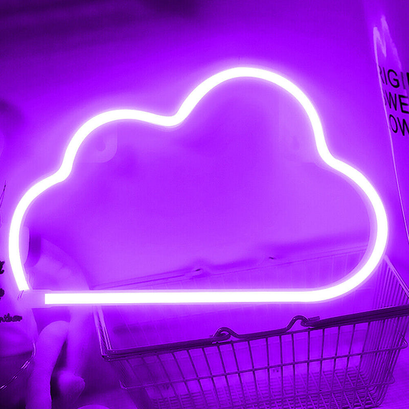 Cartoon Cloud Neon Light USB Battery Operated Art Hanging Lamp (Purple) Newly